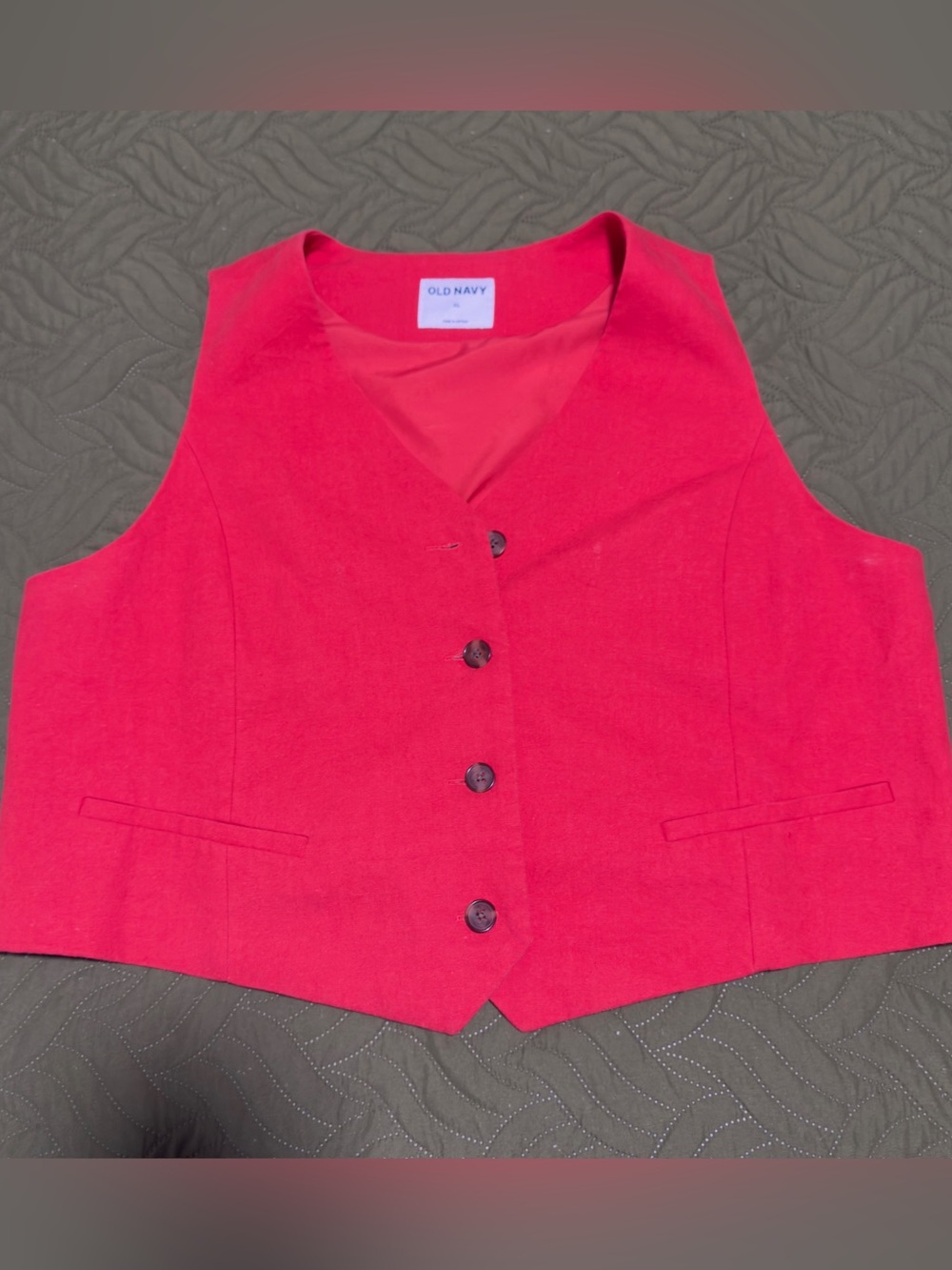 Old Navy Women’s Salmon Pink Button Vest XL Sleeveless Casual Top